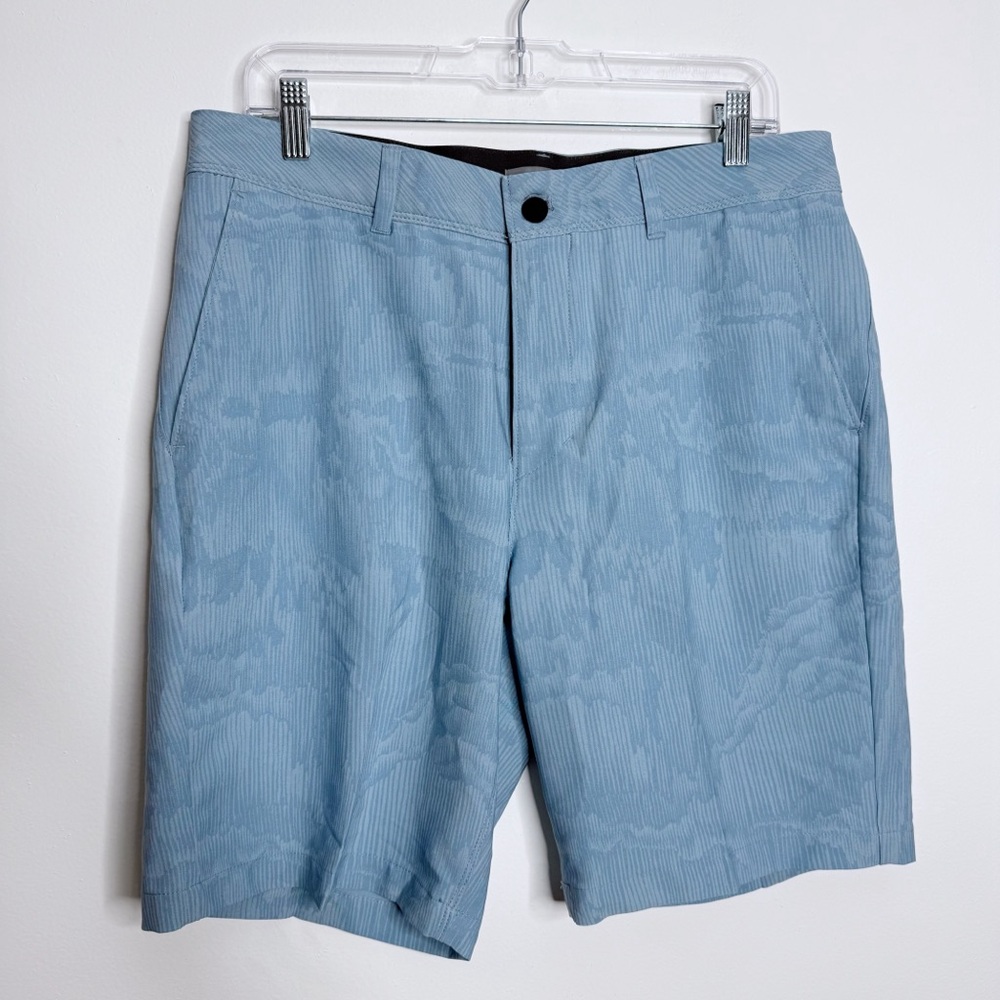 NWT VRST Desert Lines Print‎ Shorts Sz 34 Four Way Stretch Blue Slate Resortwear
